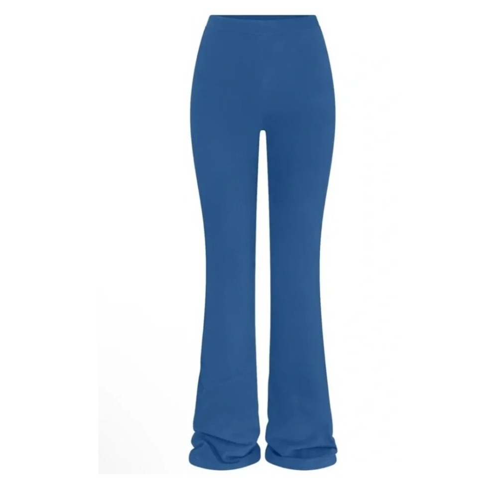 Skims Fleece Lounge Pant PT-PNT-7290W Azure Blue Flare Leg Plus Size 4X